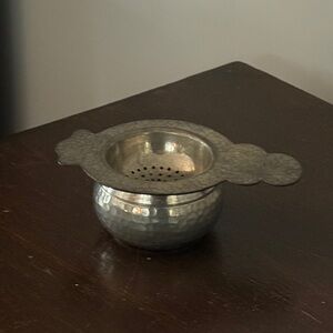 Vintage Sheffield Pewter Tea Strainer with Bowl | Made in England
